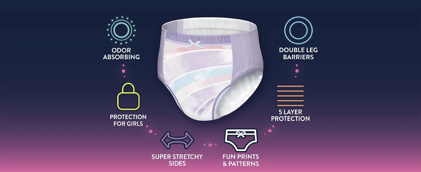 Female Youth Absorbent Underwear GoodNites Pull On with Tear Away Seam 53379