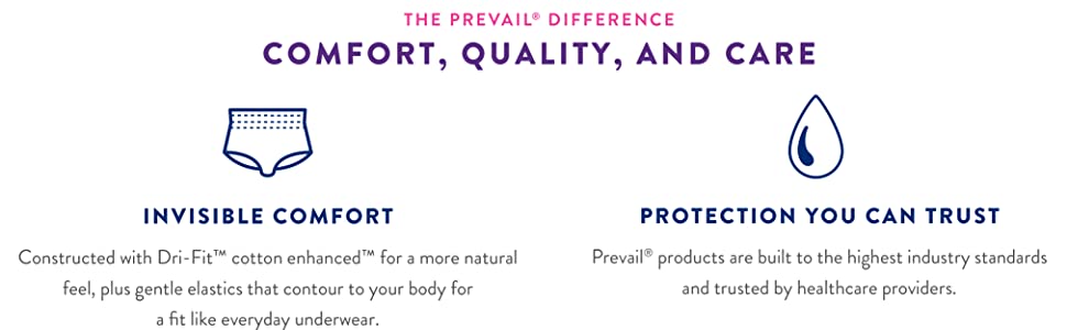 Prevail Per-Fit Women Adult Protective Underwear comfoty quality and care
