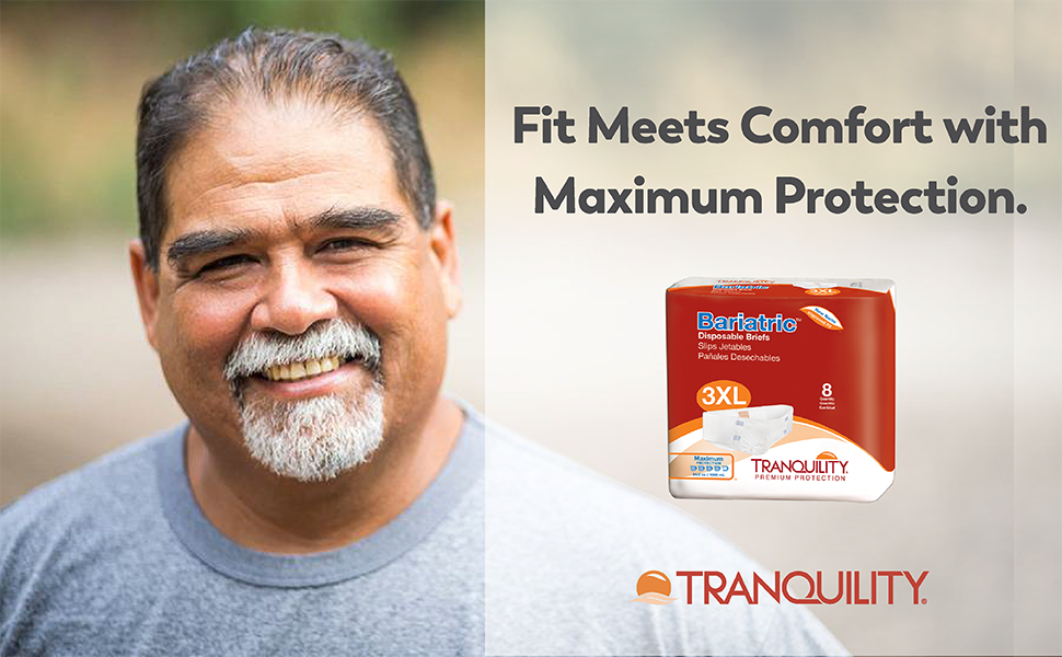 Tranquility AIR-Plus Bariatric Disposable Briefs fit meets comfort with maximum protection